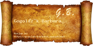 Gogolák Barbara névjegykártya